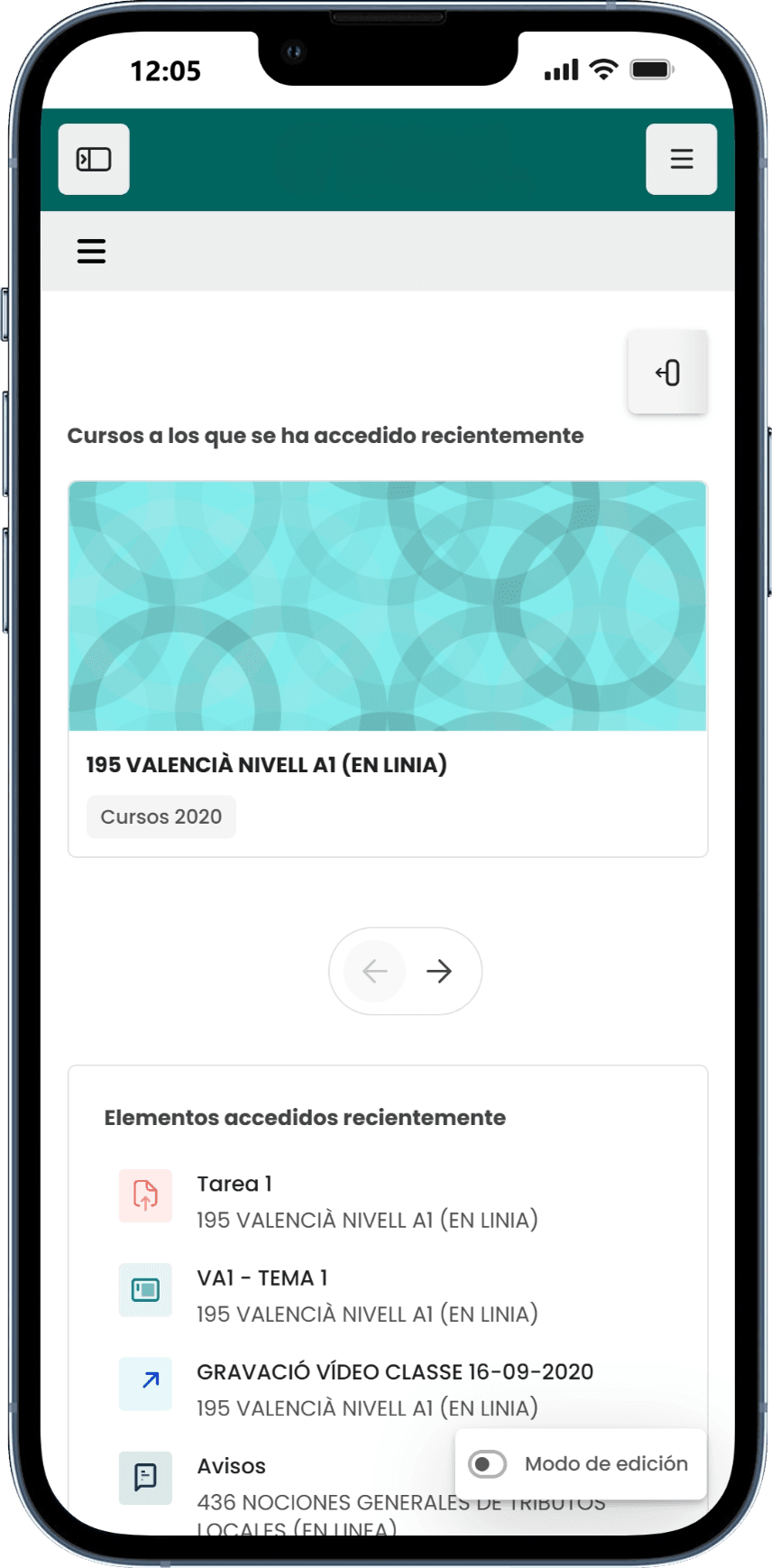 EDF Informes en iPhone — vista móvil
