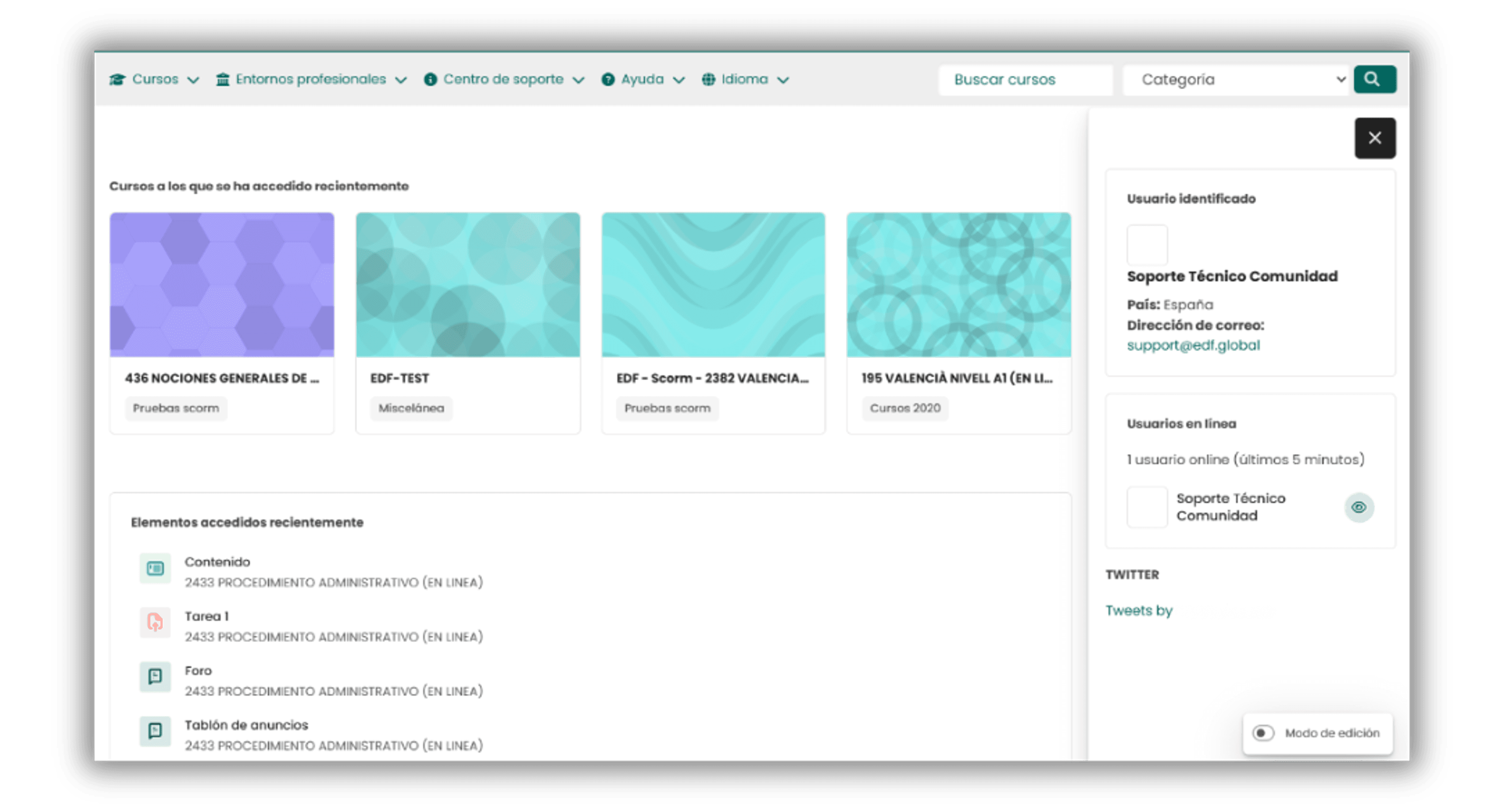 Moodle sin EDF Informes — datos fragmentados en múltiples pantallas
